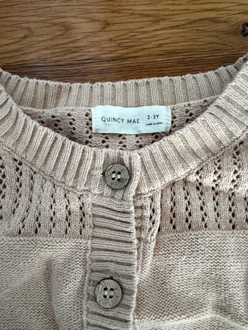 Quincy Mae Open-Knit Button Cardigan 2-3Y - Picture 2 of 4